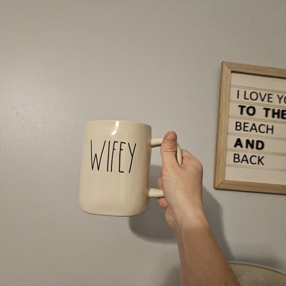 Rae Dunn Other - Rae Dunn Wifey Mug Coffee Tea Mug LL HTF Ceramic White Outer Interior Cup